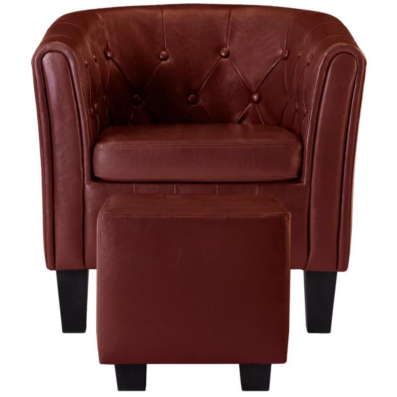 Habitium : vidaXL Fauteuil avec repose-pied Rouge bordeaux ...